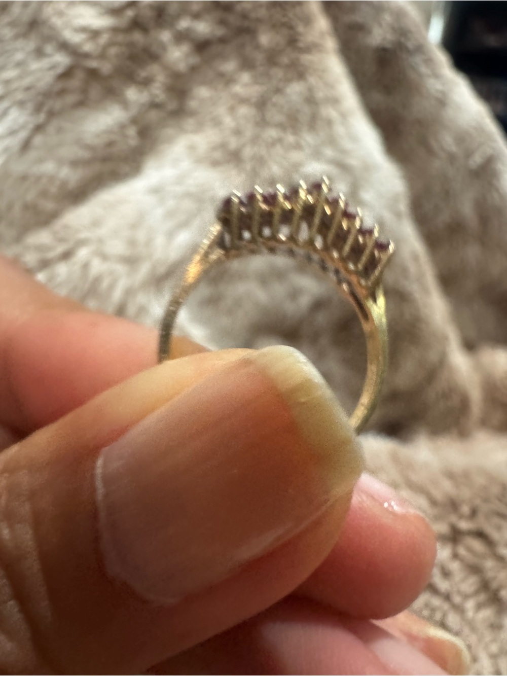 Vintage 10K Gold Ruby & Diamond Band Ring Size 7 Estate Fine Jewelry - Picture 7 of 13